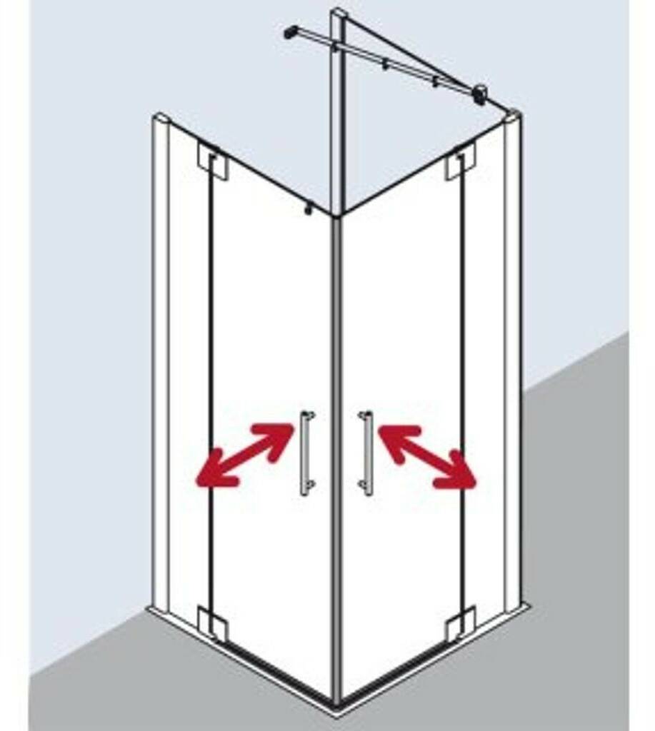 Sanitär & Armaturen Kermi Pasa XP Halbteil Eckeinstieg-Pendeltür 2-tlg. (Typ EP)Eckeinstieg 2-tlg. rechts 90 x 185 cm ESC klar / silber mattlanz (PXEPR090181PK)