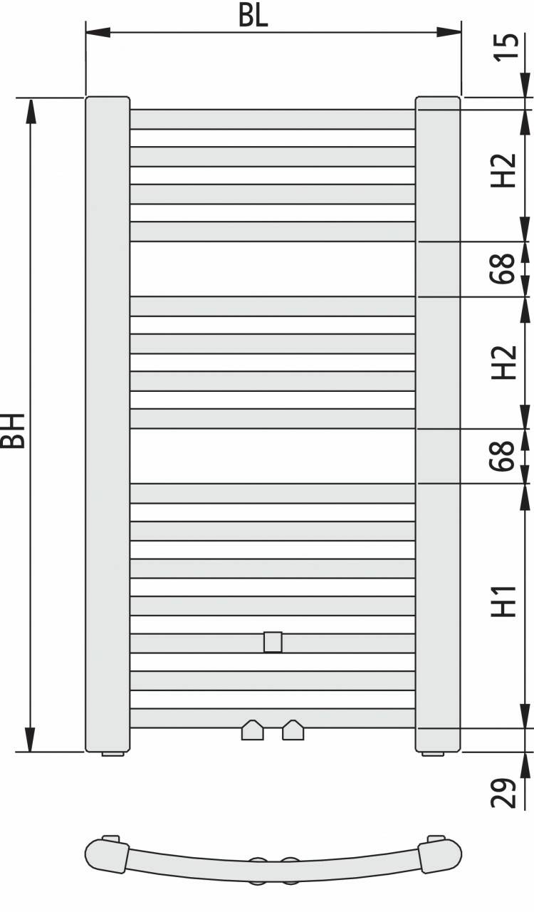 Heizungen Kermi Basic-50 R gebogen HxB: 1770 x 524 mm