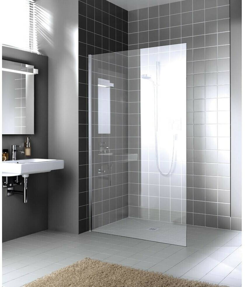 Sanitär & Armaturen Kermi Walk-In-Basic Duschwand 100 x 200 cm ESG klar / silber hochglanz (XCWIO10020VAK)