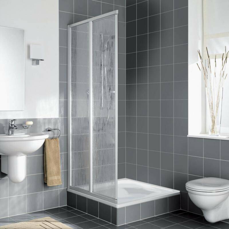 Sanitär & Armaturen Kermi Nova 2000 Eckeinstieg 2tlg. BxH: 90 x 185 cm1-tlg silber mattglanz/Kustglas Kerolan Fontana