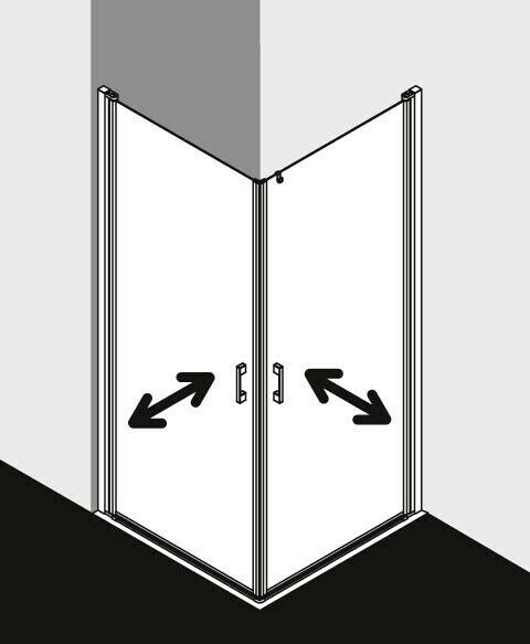 Sanitär & Armaturen Kermi Liga Pendeltür Eckeinstieg (Typ 1E)rechts (Typ 1ER)