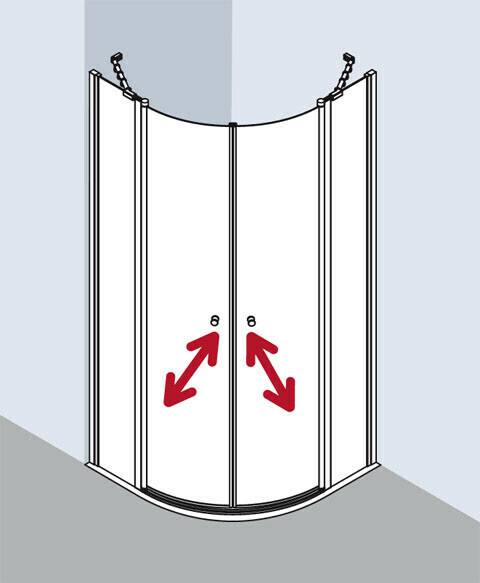 Sanitär & Armaturen Kermi Ibiza 2000 Viertelkreis mit PendeltürenO10 Viertelkreis mit PT 100 x 80 cm