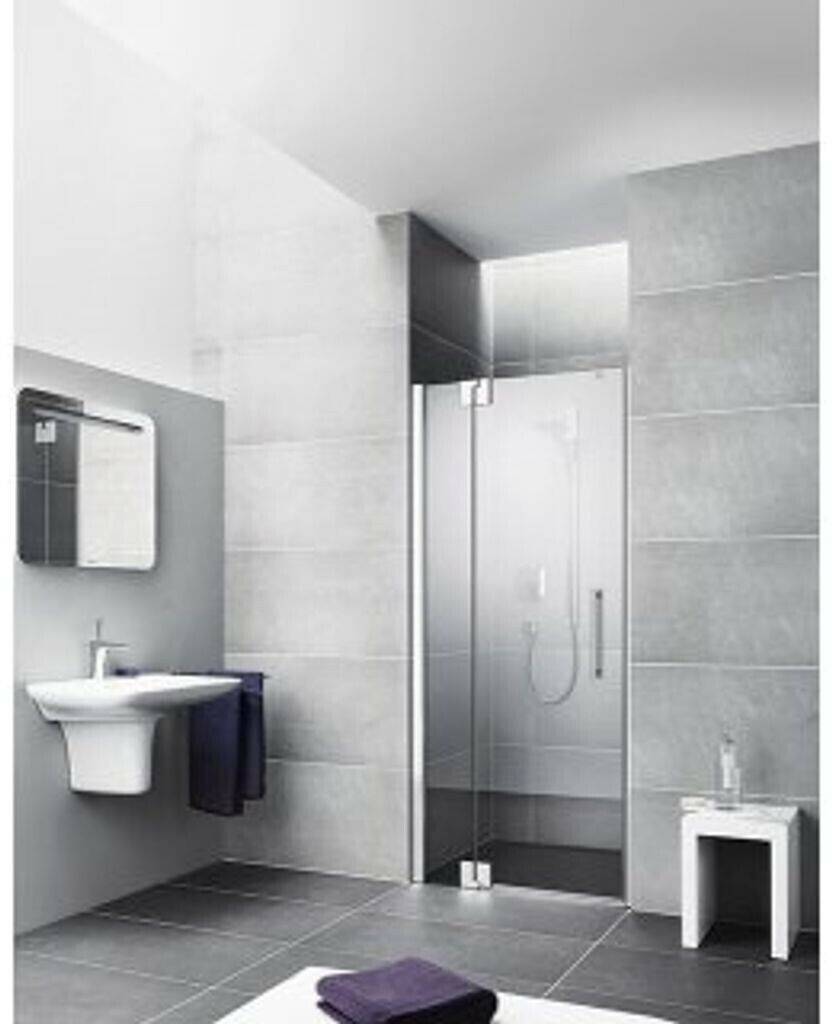 Sanitär & Armaturen Kermi Pasa XP Pendeltür mit Festfeld (Typ XP 1T)links 130x185cm Klarglas silber mattglanz (PX1TL130181AK)