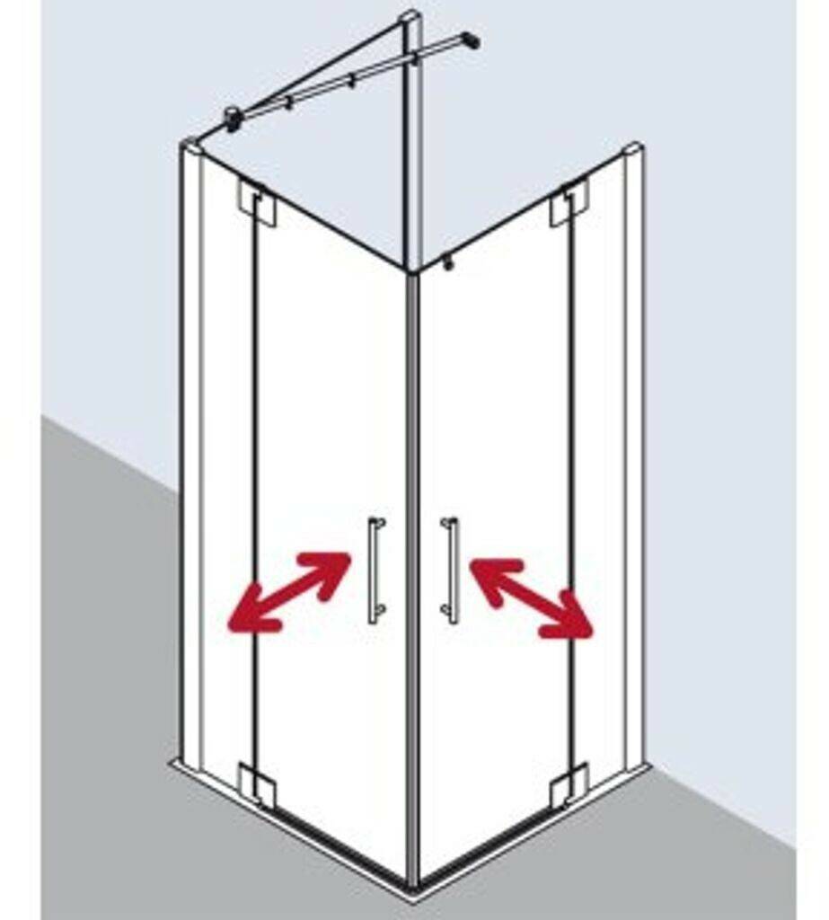 Kermi Pasa XP Halbteil Eckeinstieg-Pendeltür 2-tlg. (Typ EP)Eckeinstieg 2-tlg. rechts 120 x 185 cm ESG klar / silber mattglanz (PXEPR120181AK) Sanitär & Armaturen