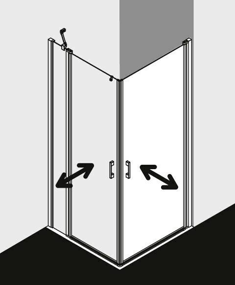 Sanitär & Armaturen Kermi Liga Pendeltür Eckeinstieg (Typ 1E)rechts (Typ 1ER)